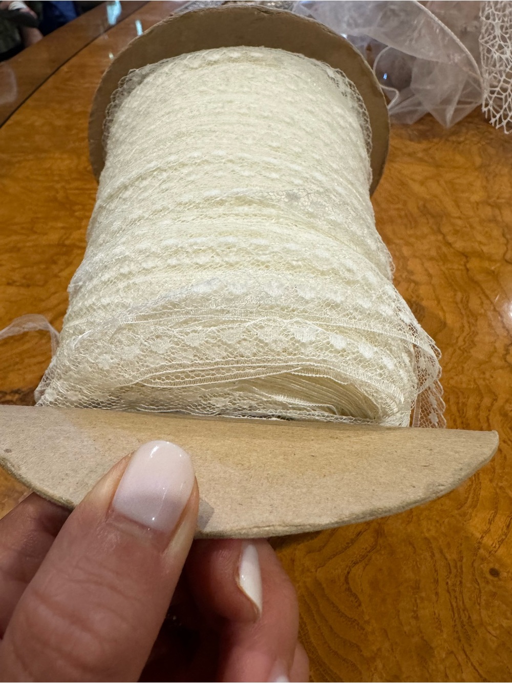 Ivory Decorative Lace Trim Ribbon - Rolled Spool - Picture 2 of 3